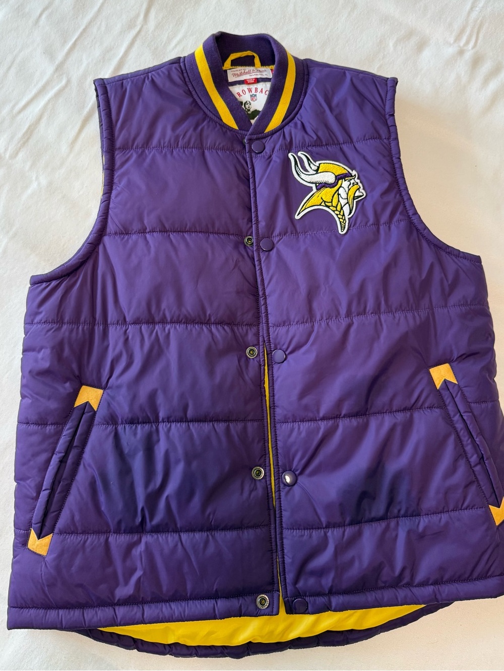 Mitchell & Ness Purple and Yellow Minnesota Vikings Puffer Vest- never worn